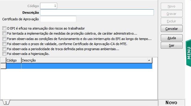 Criado o botão Dados de EPI. Será habilitado quando o EPI for igual a 2.