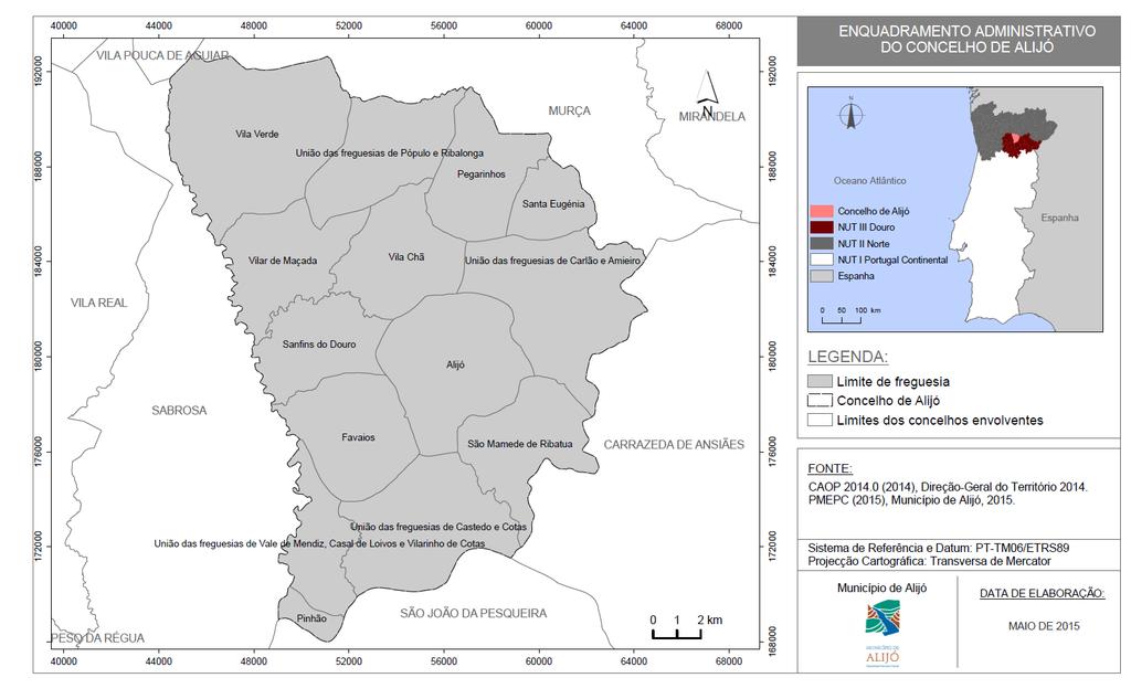 PÁG.6 2 ÂMBITO DE APLICAÇÃO Em termos administrativos, o município de Alijó integra-se na NUT I - Portugal Continental, a NUT II - Norte e na NUT III - Douro, sendo um dos 14 municípios que compõem o