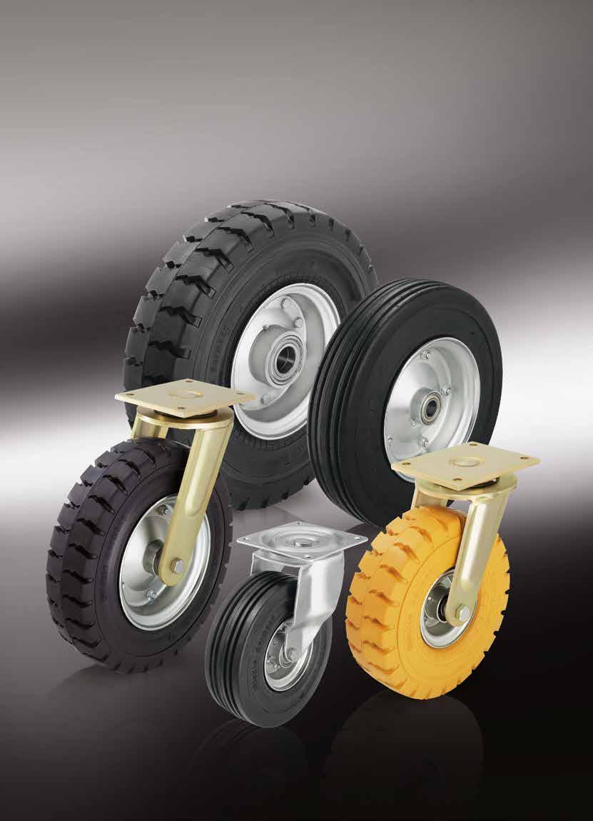 Rodas e rodízios para cargas pesadas com pneus de