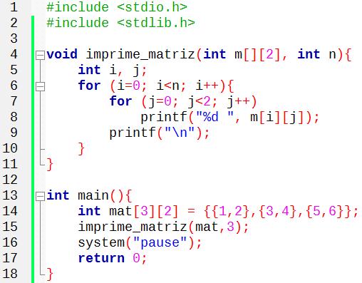 Funções e arrays multidimensionais Para arrays multidimensionais, é necessário especificar o tamanho de todas as dimensões, exceto a primeira. Ex.