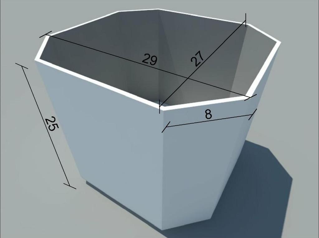 55 Figura 15- Balde com dimensões Fonte: autoria própria A partir destas dimensões foi possível calcular o volume do balde, que resultou em 17,975 litros ou 0,017975 m³.