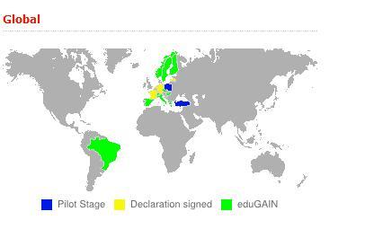 Acordos internacionais A Comunidade Acadêmica Federada (CAFe) integra, desde dezembro de 2012, o serviço edugain, que reúne, em uma rede de confiança, as federações de gestão de identidade sócias da