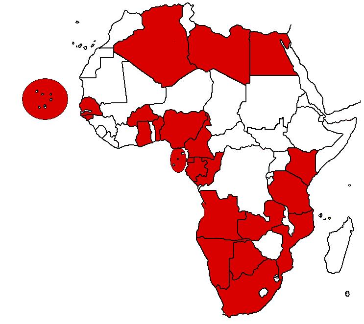 2. PANORAMA ATUAL Países africanos visitados pelo
