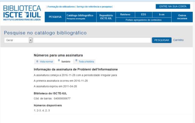 2 - Pesquisa da Numeração das Publicações Periódicas