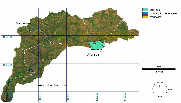 FIGURA 1: Divisão Municipal da Bacia do Rio Uberaba FONTE: Autor Clima Regional Existem dois regimes climáticos na região, o primeiro de inverno, classificado como frio e seco e o de verão, como
