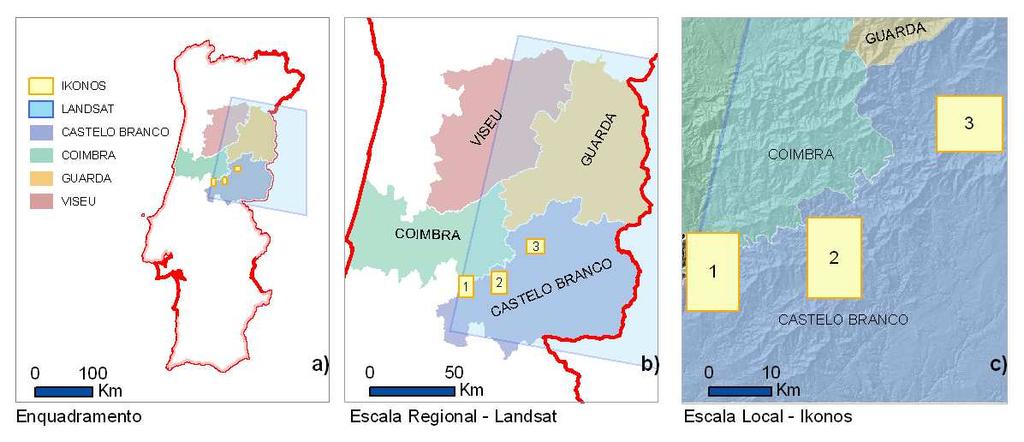 2 CONJUNTO DE DADOS GEOGRÁFICOS Neste capítulo é definida a área de estudo que serviu de base para detecção automática de alterações do coberto florestal com imagens de satélite de grande e muito