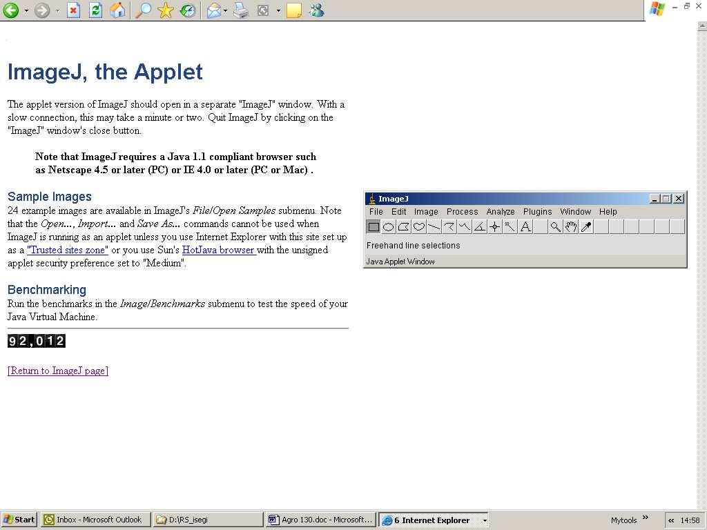 (continuação da página anterior) ImageJ http://rsb.info.nih.gov/ij/applet/ Versão applet do software ImageJ para o processamento de imagem.