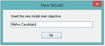 Figura 5.4 - Janela para inserir o objetivo principal Nas subsecções seguintes serão criadas as categorias, critérios e alternativas do modelo. 5.2.