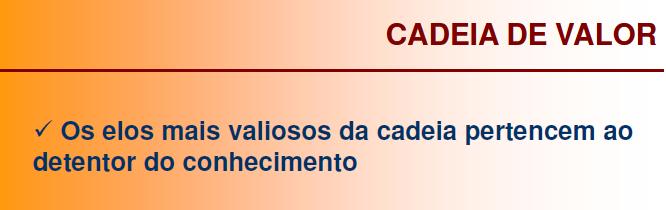 Definição da Cadeia de Valores: São as atividades relevantes de uma empresa: