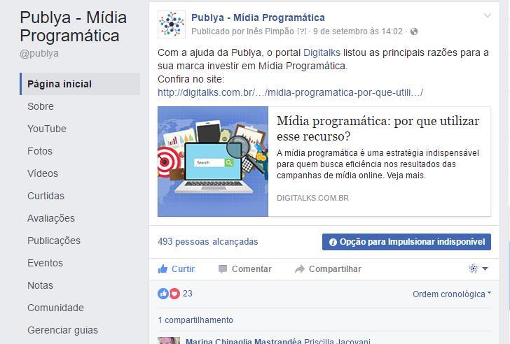 1. IMPULSIONAR PUBLICAÇÃO A) Post já publicado na sua Fanpage Você escolhe um post publicado na página do Facebook