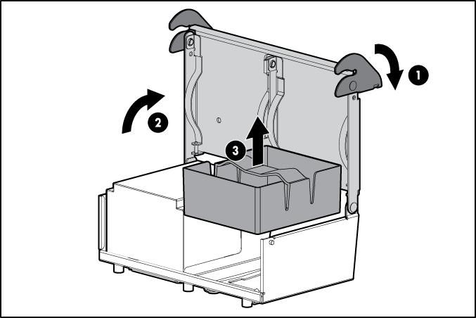 6. Abra o suporte de retenção do dissipador de calor e remova o painel cego do dissipador de calor. CUIDADO: Os pinos do soquete de processador são muito frágeis.