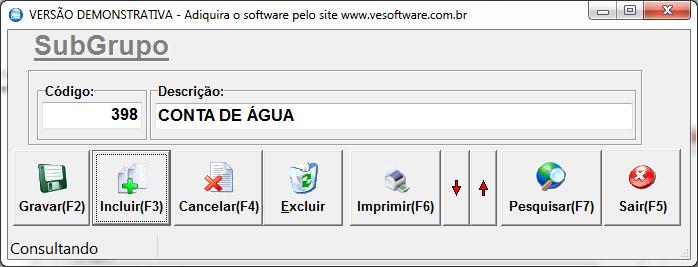 14. CADASTRO DE CONTAS A PAGAR SUB GRUPO : O cadastro Sub Grupo de Contas tem o objetivo de subdividir o grupo de Contas