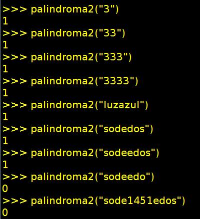 String palíndroma: solução 02 def palindroma2(str): n = len(str) k =