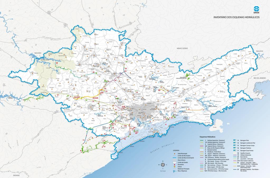 ALGUNS DADOS DA MACROMETRÓPOLE Área aproximada = 52 x 10³ km²; 180 municípios; 75 % da população do Estado de