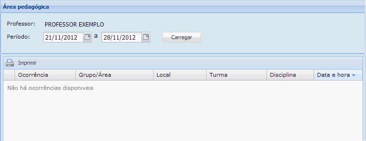 12. Consultar ocorrências pedagógicas No menu Consultar ocorrências pedagógicas é permitido que o professor e