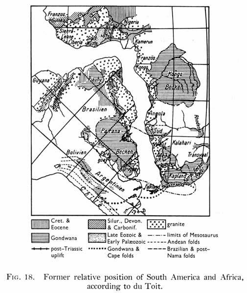 HISTÓRICO Evidências da Deriva Continental EVIDÊNCIAS GEOLÓGICAS - Cadeias montanhosas, rochas e depósitos de carvão são paralelos e contínuos na América do Sul e África, assim como distribuição de
