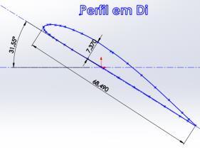 Com esses parâmetros foi possível calcular a geometria das pás ao longo do raio do rotor. Na Tab. 3 são apresentados os principais resultados para os diâmetros interno, médio e externo.