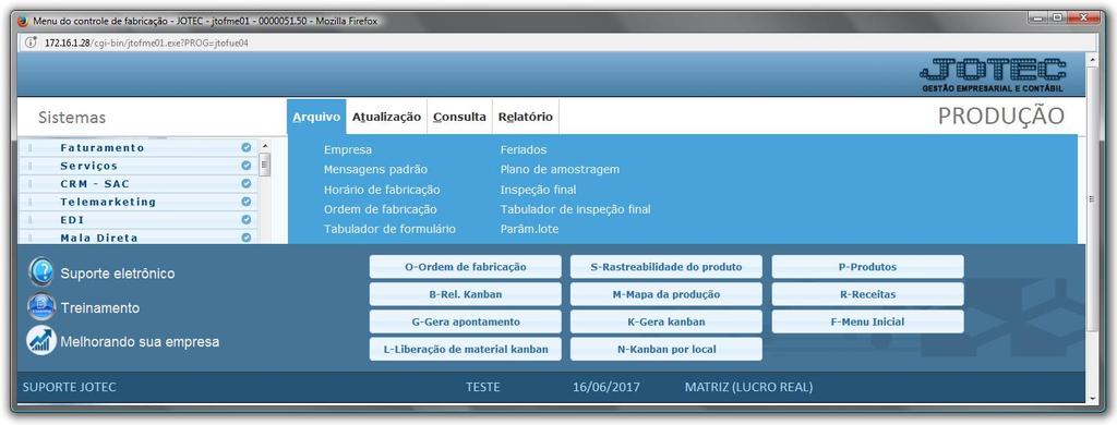 3. Realização da produção (OF) Para realizar o processo de produção por meio de uma ordem de