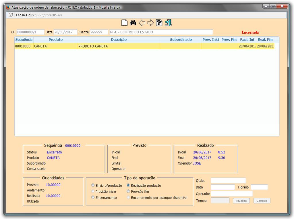 : Para um controle de produção ainda mais detalhado é recomendado o modo de fabricação por kanban,