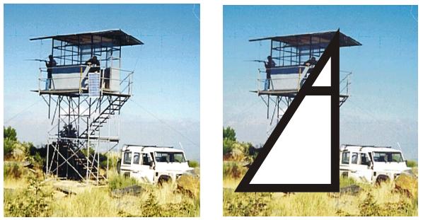 21. Para assegurar a atividade de prevenção, vigilância e deteção de incêndios florestais, existem torres de vigia. Na figura seguinte, à esquerda, está uma fotografia de uma dessas torres.