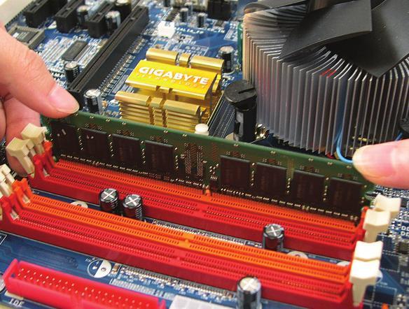 Ranhura DIMM DDR2 Um módulo de memória DDR2 tem um entalhe, pelo que este módulo apenas pode ser instalado numa direção.