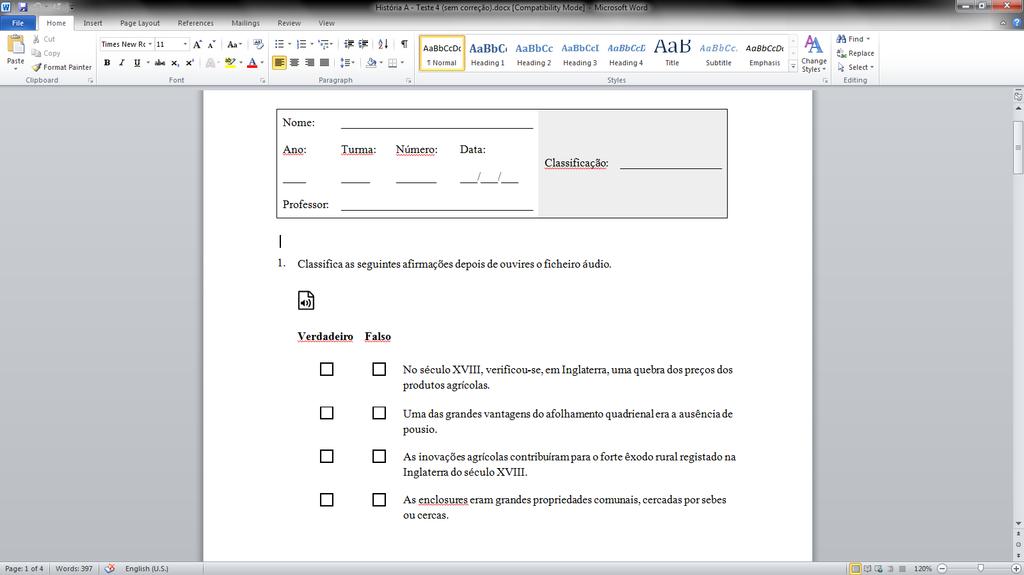 Teste exportado - Sem correções 2.4. Copiar um teste Todos os testes disponíveis na lista podem ser copiadas para a área Os meus testes, onde depois podem ser editados.