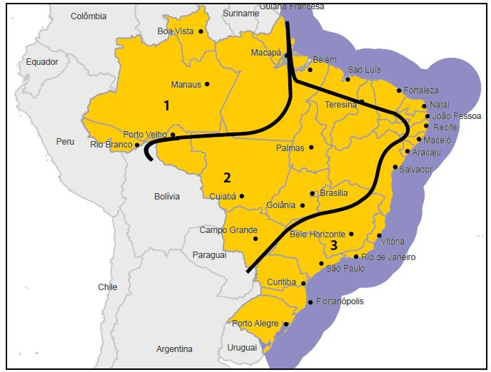 155 Uma segunda consideração é referente à densidade populacional e produtiva do país, o que configurou a existência de três grandes frações do território nacional (Figura 2).