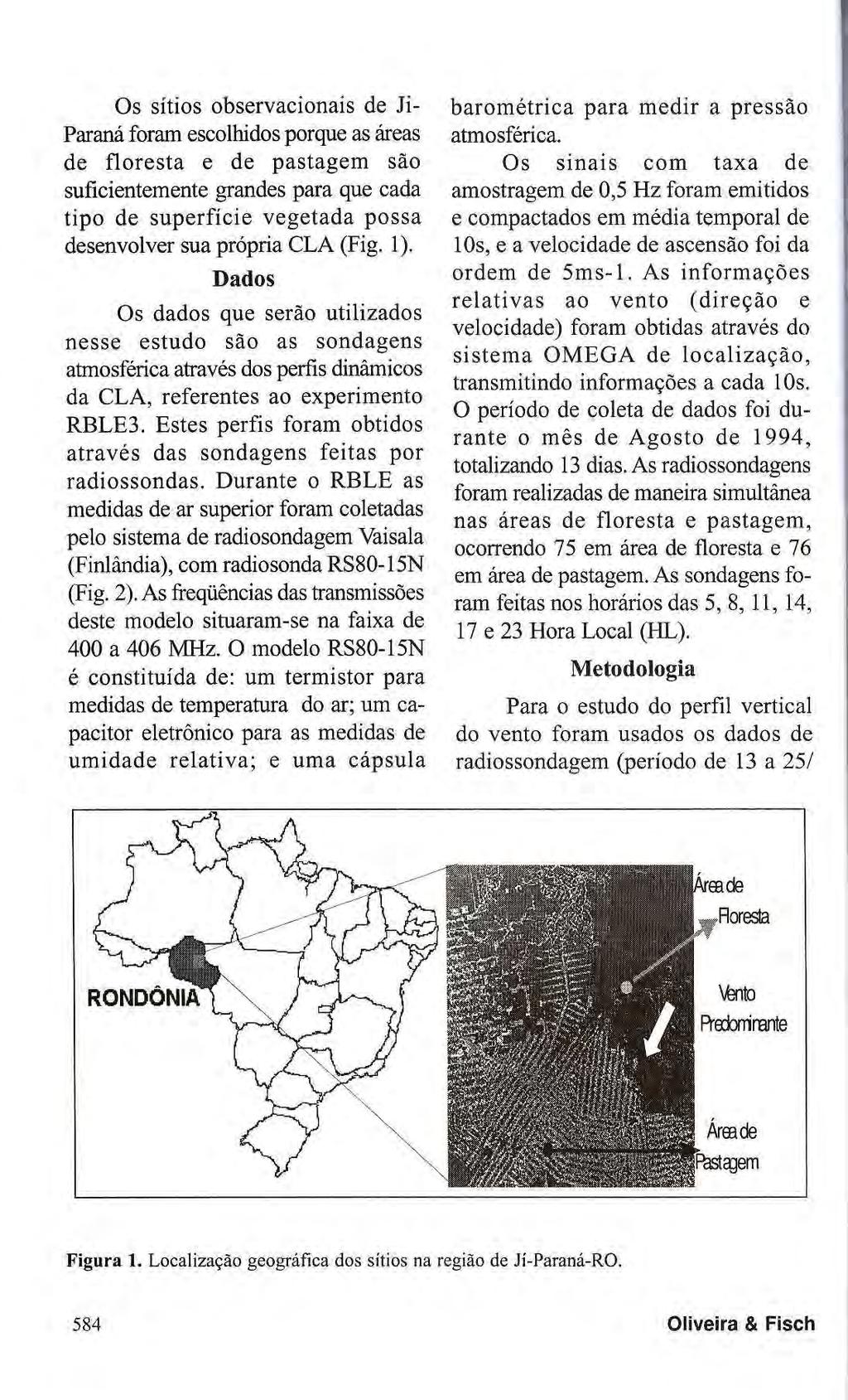Os sítios observacionais de Ji- Paraná foram escolhidos porque as áreas de floresta e de pastagem são suficientemente grandes para que cada tipo de superfície vegetada possa desenvolver sua própria