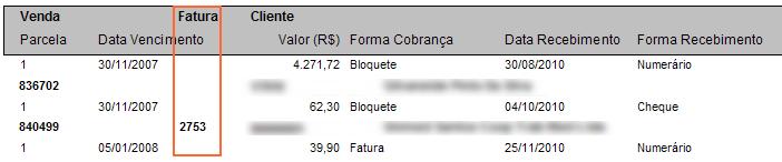 6.4 Inclusão de número da fatura no relatório contas recebidas Financeiro de Recebimento /Contas a Receber / Consultas / Contas Recebidas O Relatório de Contas Recebidas foi atualizado para passar a