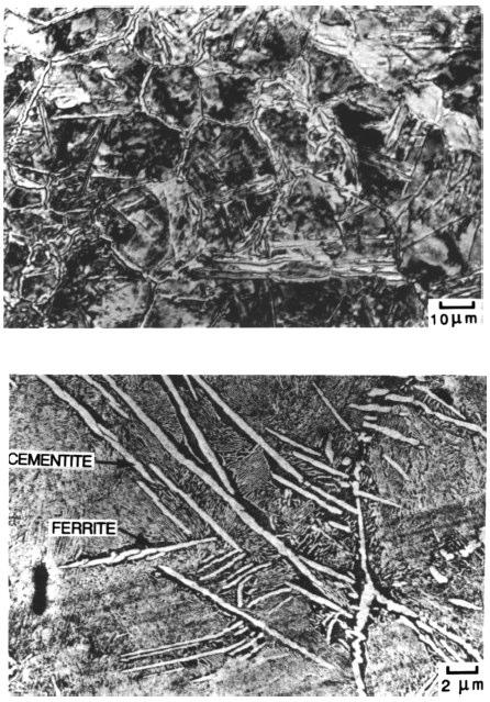 58 primeira fase a precipitar da decomposição da austenita. representadas micrografias da bainita inversa em um aço hipereutetóide. Na Figura 2.9 