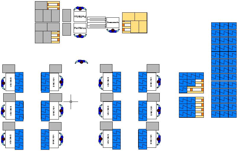 57 3.2.6.4 Layout O layout é o representado na figura abaixo, onde se observa de forma distinta os dois modos de funcionamento das duas estações de trabalho.