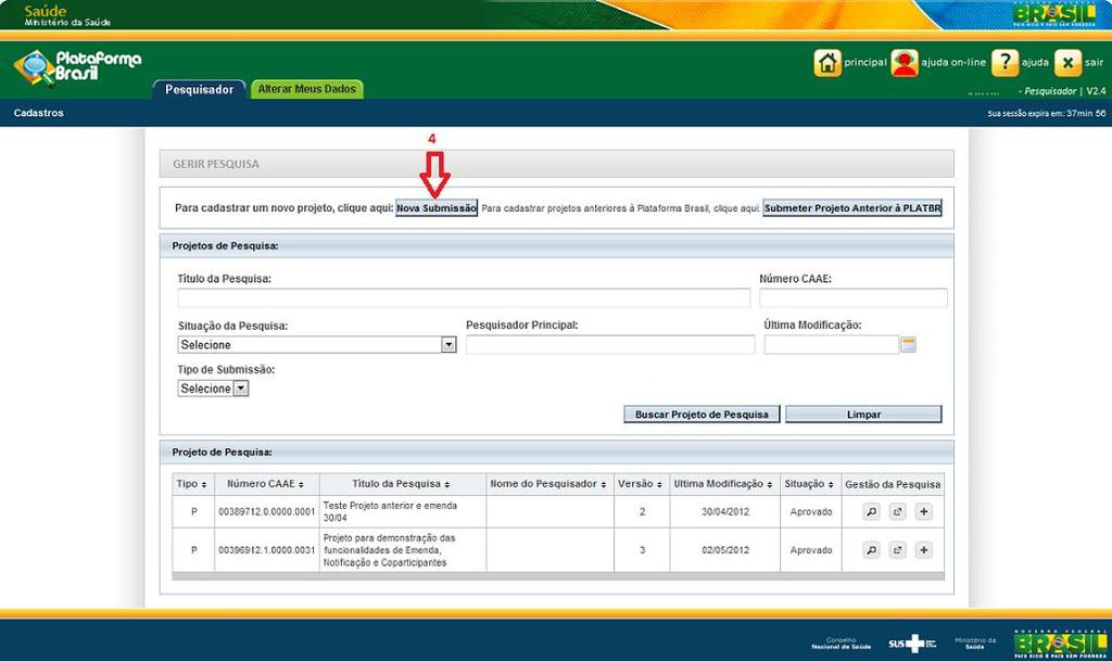 Cadastro de Usuário; 3 Se já for cadastrado, efetuar Login com usuário e senha; 4 - O sistema apresenta a tela inicial de