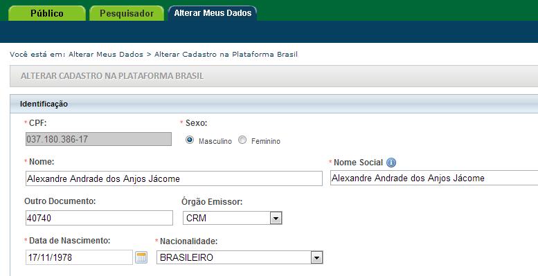 4. Clique na aba Alterar Meus Dados, e acesse abaixo o campo Adicionar Instituição.