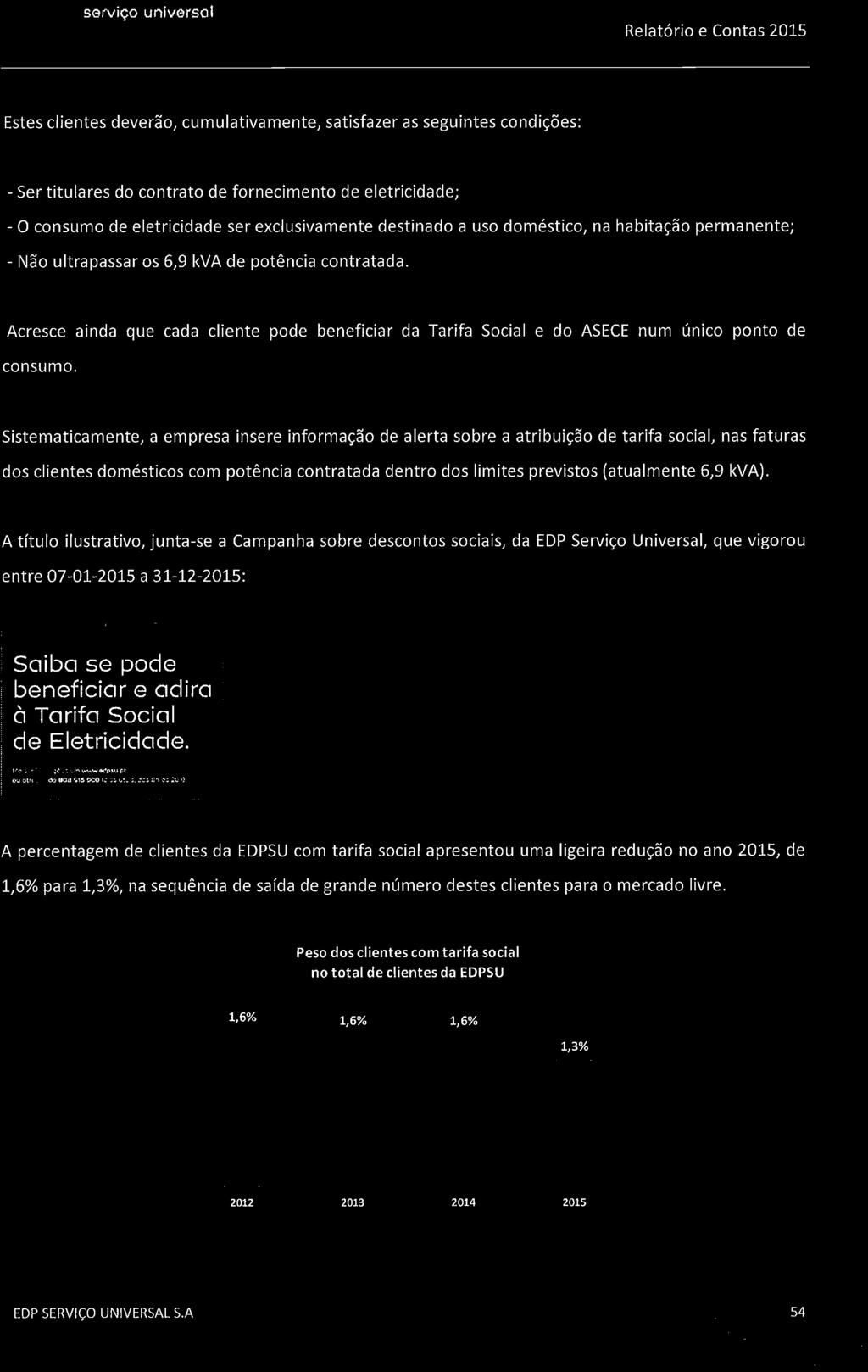 Acresce ainda que cada cliente pode beneficiar da Tarifa Social e do ASECE num único ponto de consumo.