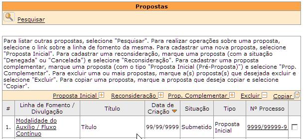 Parabéns! Com isso, você finaliza o primeiro passo para pleitear um auxílio à pesquisa regular. Para acompanhar o andamento do processo, leia as instruções da seção ACOMPANHANDO O PROCESSO.