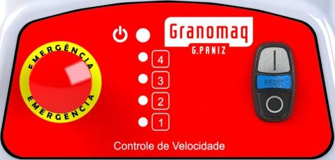 CARACTERÍSTICAS TÉCNICAS Botão de Emergência: É utilizado para parar o equipamento em situações de emergência, para acioná-lo basta pressionar o botão e para desacioná-la puxe-o novamente.