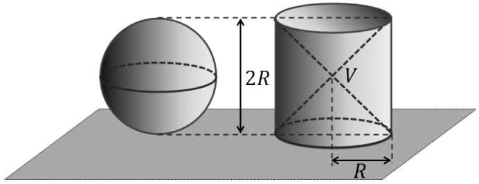 Um tanque para armazenamento de produtos corrosivos possui, internamente, o formato de um cilindro circular reto com uma semiesfera em cada uma de suas bases, como indica a figura.