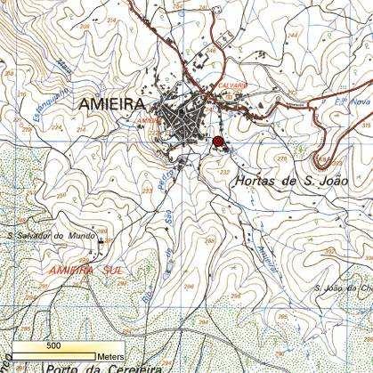 44 413 Fonte da Cal Freguesia Amieira do Tejo Topónimo Rua da Fonte da Cal Coordenadas M 602084 E P 4373796 N A 210 m CMP 323 A partir de Nisa, seguir a EN 364 até Arez e daí a EN 528 até Amieira do