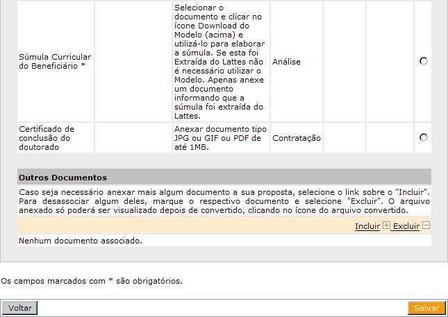 Atente para as seguintes observações durante o preenchimento: Alguns documentos possuem um modelo do qual pode ser feito download.