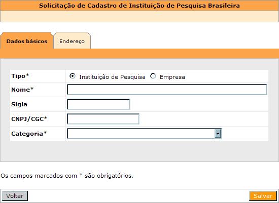 encontrada, selecione ( ) a instituição/empresa em questão e