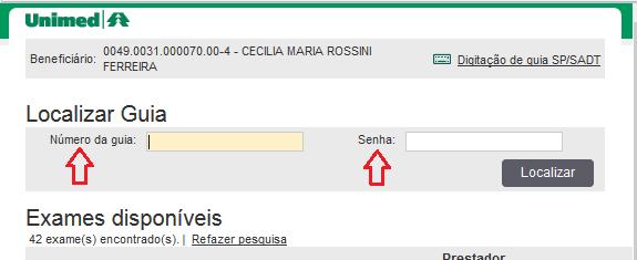 Página 11 de 22 Após identificar na tela de Exames disponíveis a(s) guia(s) ou senha (s) registrada(s), o usuário deverá clicar sobre o número.