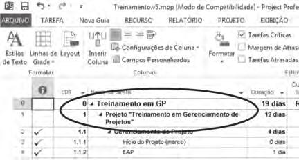 210 Metodologia de Gerenciamento de Projetos METHODWARE Inicialmente navegaremos até a aba Formato e marcamos a Tarefa de Resumo do Projeto.