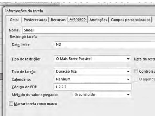 Projeto Exemplo Treinamento em Gerenciamento de Projetos 217 Uma última questão importante é fazer vinculações sempre entre atividades/marcos e outras atividades/marcos, pois muitas vezes para