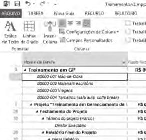 Uso da Tarefa na aba Exibição, inserimos as