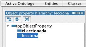 Especificação de Propriedades: Object Properties - Relacionam dois conceitos - Criar: - lecciona /