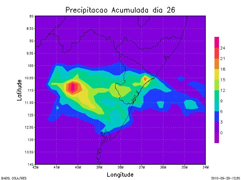 meteorológicas do INMET, onde foi apontado picos de precipitação entre 25mm à 45mm.