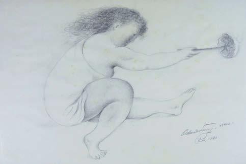 46. ORLANDO TERUZ (Rio de Janeiro, RJ 1902 1984) Frevo Desenho a lápis (grafite) sobre papel 31 x 46 cm Ass,