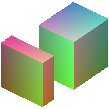 pontos de geração da Octree associada 66 [c] [d] Figura 51: Uma nova face gerada na subdivisão. a) Os dois cubos originais. b) Subdivisão dos cubos. c) Vista de frente dos cubos.