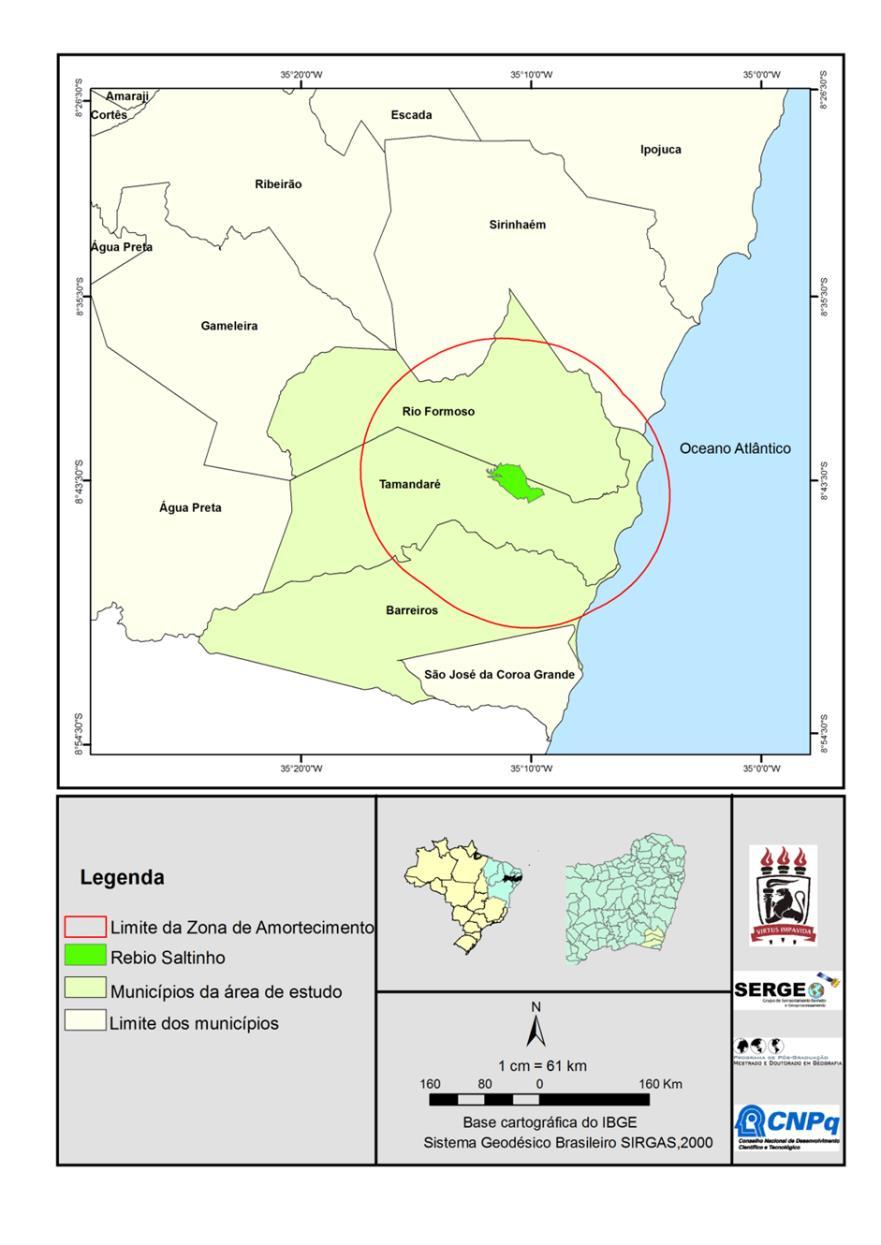Figura 1. Localização dos municípios da zona de amortecimento da Rebio Saltinho. 2.