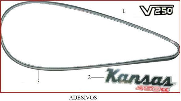 ADESIVOS 1 964875000005I ADESIVO LATERAL V250 - HORIZON TODOS 2 D04875000005SI ADESIVO DO TANQUE - TODOS 3 D048750001 ADESIVO LD LISTRA